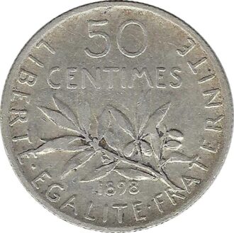 FRANCE 50 CENTIMES ROTY 1898 TB+