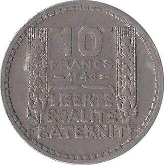 FRANCE 10 FRANCS TURIN 1946 RAMEAUX COURTS TTB