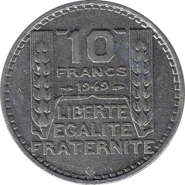 FRANCE 10 FRANCS TURIN PETITE TETE 1949 TTB+