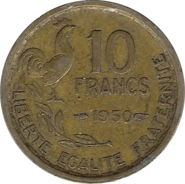 FRANCE 10 FRANCS GUIRAUD 1950 TTB