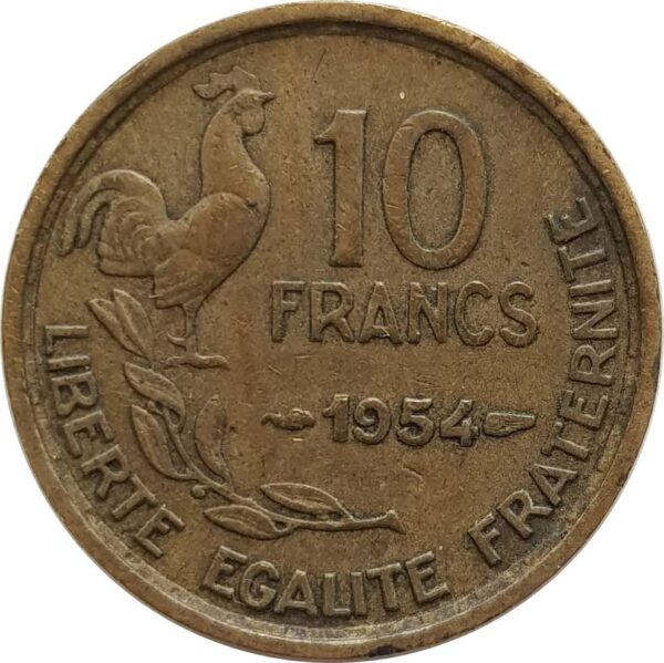 FRANCE 10 FRANCS GUIRAUD 1954 PEU TB+