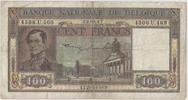 Belgique 100 FRANCS 22/09/1947 TB+
