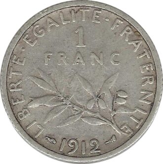 FRANCE 1 FRANC ROTY 1912 TTB