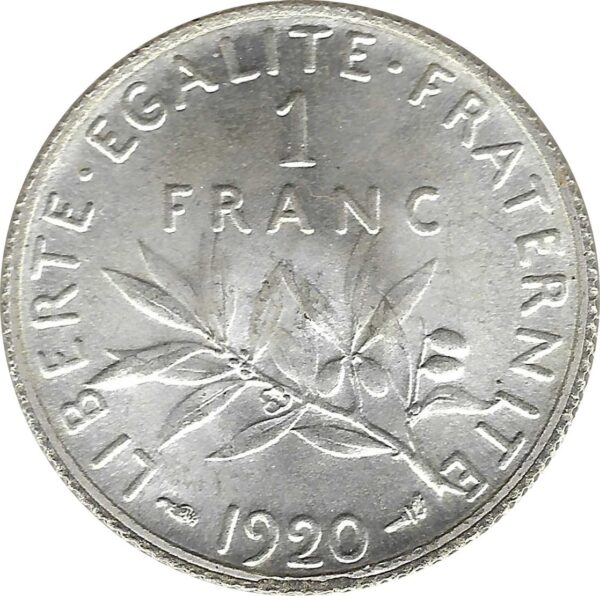 FRANCE 1 FRANC ROTY 1920 SUP/NC