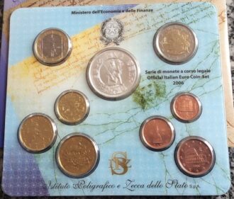 ITALIE 2006 B.U Série 8 Monnaies + 5 Euro Argent