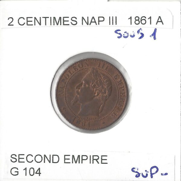 2 CENTIMES NAPOLEON III 1861 A sous 1 TTB+