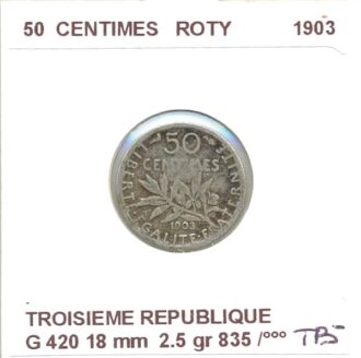 50 CENTIMES ROTY 1903 B+