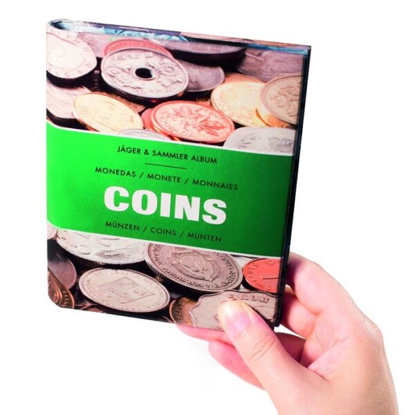 Album de poche Monnaies (COINS) avec 8 feuilles pour insérer 6 monnaies par feuille jusqu’à Ø 33 mm