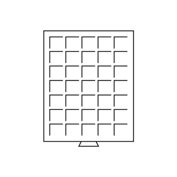 Médaillier 35 compartiments carrés jusqu'à Ø 35 mm, gris