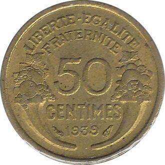 FRANCE 50 CENTIMES MORLON 1939 TTB+