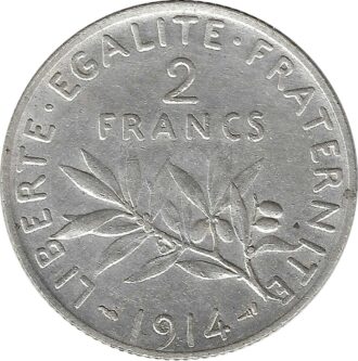 FRANCE 2 FRANCS SEMEUSE 1914 TTB+