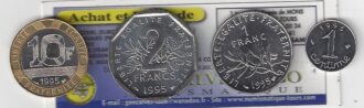SERIE 4 MONNAIES 1995 (1 ct - 1, 2 et 10 francs) SUP/NC Tirage 15011 exemplaires