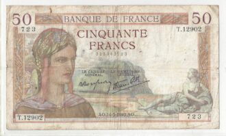 FRANCE 50 FRANCS CERES 14/03/1940 TB+ T.12902