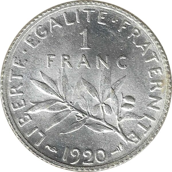 FRANCE 1 FRANC ROTY 1920 SUP/NC Tache