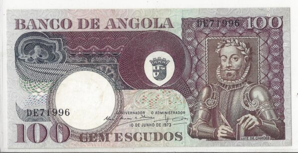 ANGOLA 100 ESCUDOS 10 06 1973 SPL