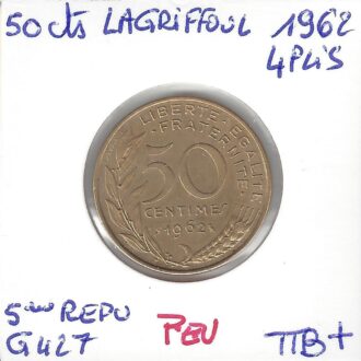 50 CENTIMES LAGRIFFOUL 1962 4 plis PEU TTB+