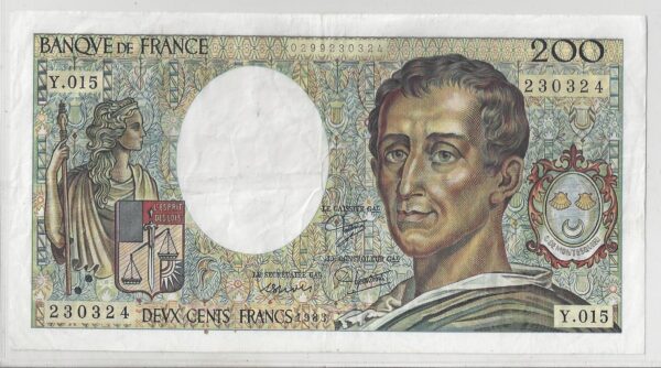 FRANCE 200 FRANCS MONTESQUIEU 1983 Y 015 TTB