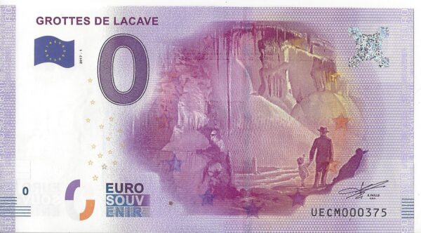 46 LACAVE GROTTES DE LACAVE BILLET SOUVENIR 0 EURO TOURISTIQUE 2017-1 NEUF