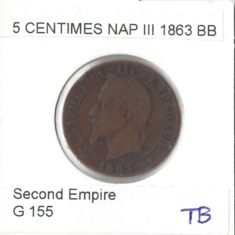 5 CENTIMES NAPOLEON III 1863 BB TB