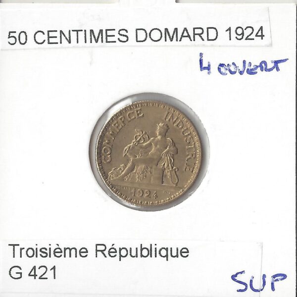 50 CENTIMES DOMARD 1924 4 OUVERT SUP