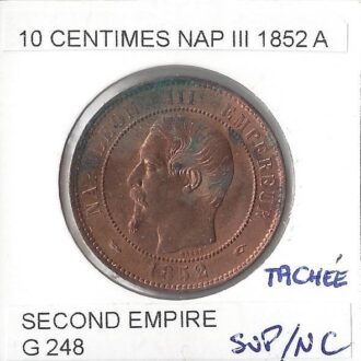10 CENTIMES NAPOLEON III 1852 A SUP/NC Tache verte