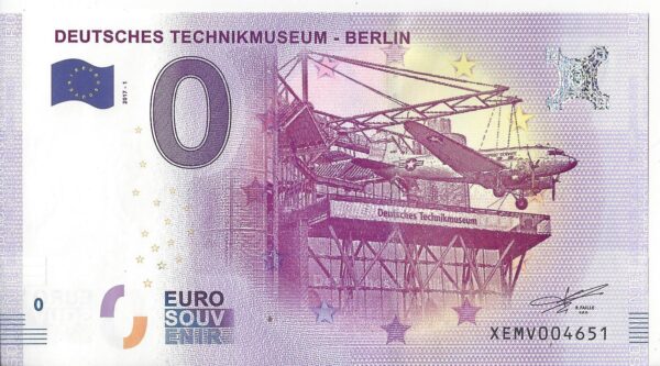 ALLEMAGNE DEUTSCHES TECHNIK MUSEUM BILLET SOUVENIR 0 EURO TOURISTIQUE 2017-1 NEUF