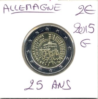 ALLEMAGNE 2015 G 2 EURO COMMEMORATIVE REUNIFICATION 25 ANS SUP