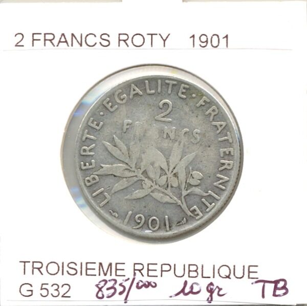 FRANCE 2 FRANCS ROTY 1901 TB