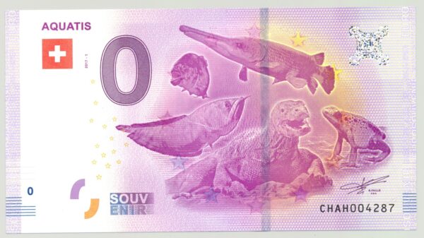 SUISSE AQUATIS BILLET SOUVENIR 0 EURO TOURISTIQUE 2017-1 NEUF