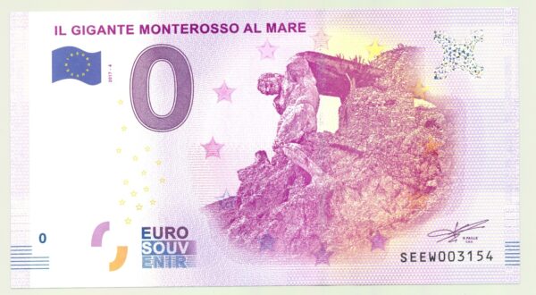 ITALIE IL GIGANTE MONTEROSSO AL MARE BILLET SOUVENIR 0 EURO TOURISTIQUE 2017-4 NEUF