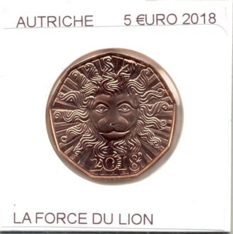 AUTRICHE 2018 5 EURO LA FORCE DU LION SUP