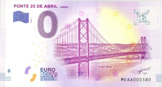 PORTUGAL 2018-1 PONTE 25 DE ABRIL LISBOA 0 EURO BILLET SOUVENIR TOURISTIQUE NEUF