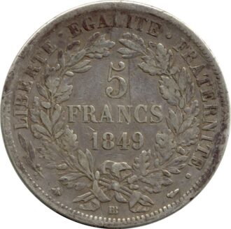 FRANCE 5 FRANCS CERES 1849 BB ( STRASBOURG ) TB+