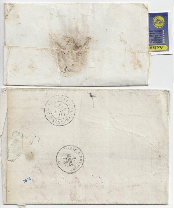 LOT N8 DE 2 ENVELOPPES avec TIMBRES entre 28/01/1867 et 28/02/1872