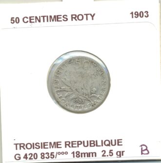 50 CENTIMES ROTY 1903 B