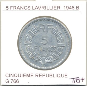 5 FRANCS LAVRILLIER ALU 1946 B TTB+