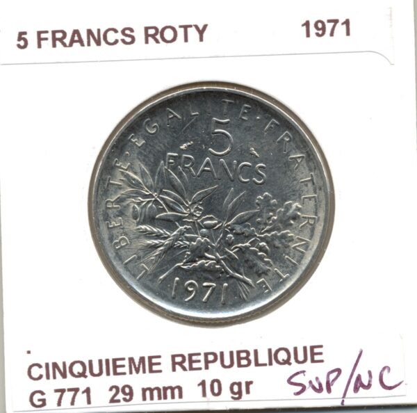 5 FRANCS ROTY 1971 SUP/NC