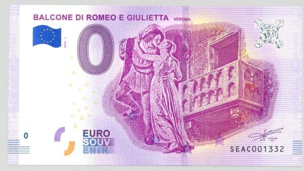 ITALIE 2018-1 BALCONE DI ROMEO E GUILETTA BILLET SOUVENIR 0 EURO TOURISTIQUE NEUF