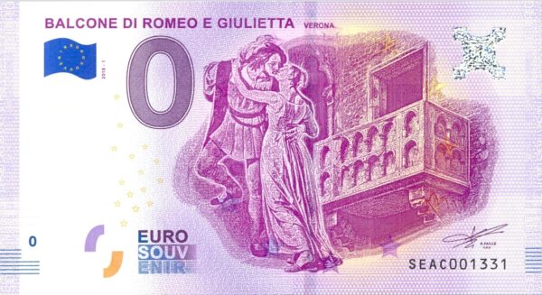 ITALIE 2018-1 BALCONE DI ROMEO E GUILETTA Numero 1331 BILLET SOUVENIR 0 EURO TOURISTIQUE NEUF