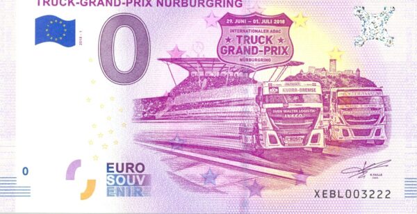 ALLEMAGNE 2018-1 TRUCK GRAND PRIX NURBURGRING BILLET SOUVENIR 0 EURO TOURISTIQUE NEUF