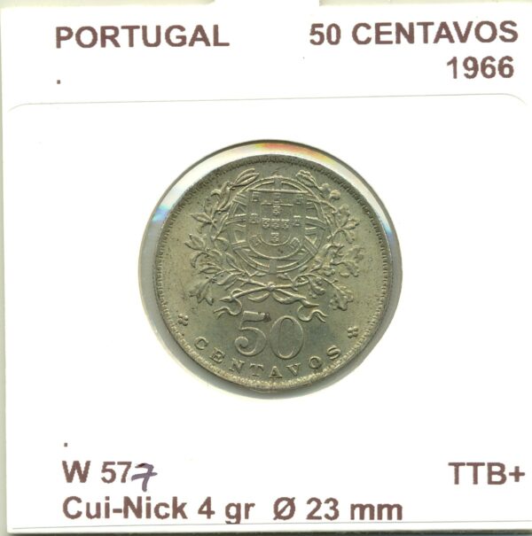 PORTUGAL 50 CENTAVOS 1966 TTB+