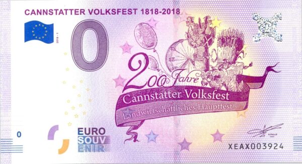 ALLEMAGNE 2018-1 CANNSTATTER VOLKSFEST BILLET SOUVENIR 0 EURO TOURISTIQUE NEUF