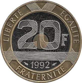 FRANCE 20 FRANCS MONT ST MICHEL 1992 BE belle epreuve