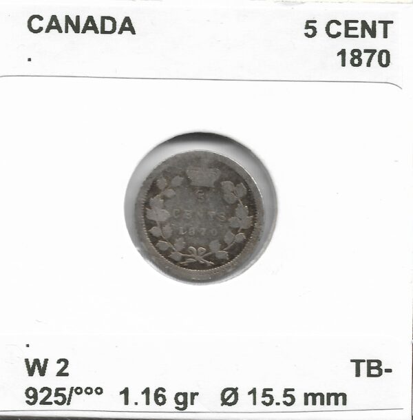 CANADA 5 CENT 1870 TB-