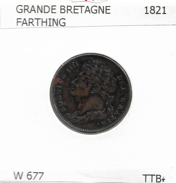 GRANDE BRETAGNE 1 FARTHING GEORGES IV 1821 TTB+