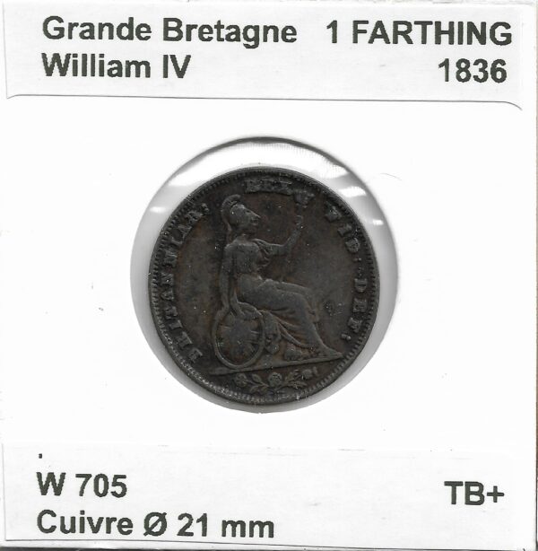 GRANDE BRETAGNE 1 FARTHING WILLIAM IV 1836 TB+
