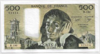 FRANCE 500 FRANCS PASCAL 2-6-1983 R.190 SPL