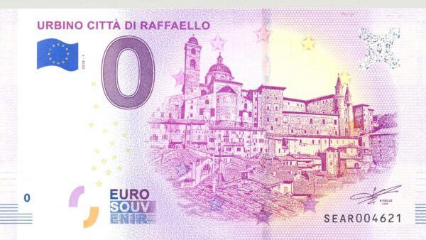 ITALIE 2018-1 URBINO CITTA DI RAFFAELLO BILLET SOUVENIR 0 EURO TOURISTIQUE NEUF