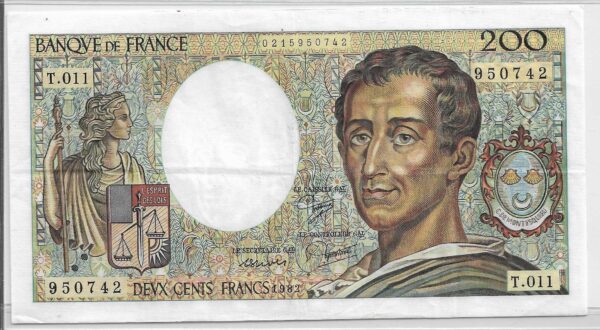 FRANCE 200 Francs MONTESQUIEU 1982 T.011 TTB+