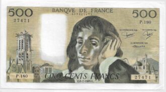 FRANCE 500 FRANCS PASCAL 6 1 1983 P.180 SPL